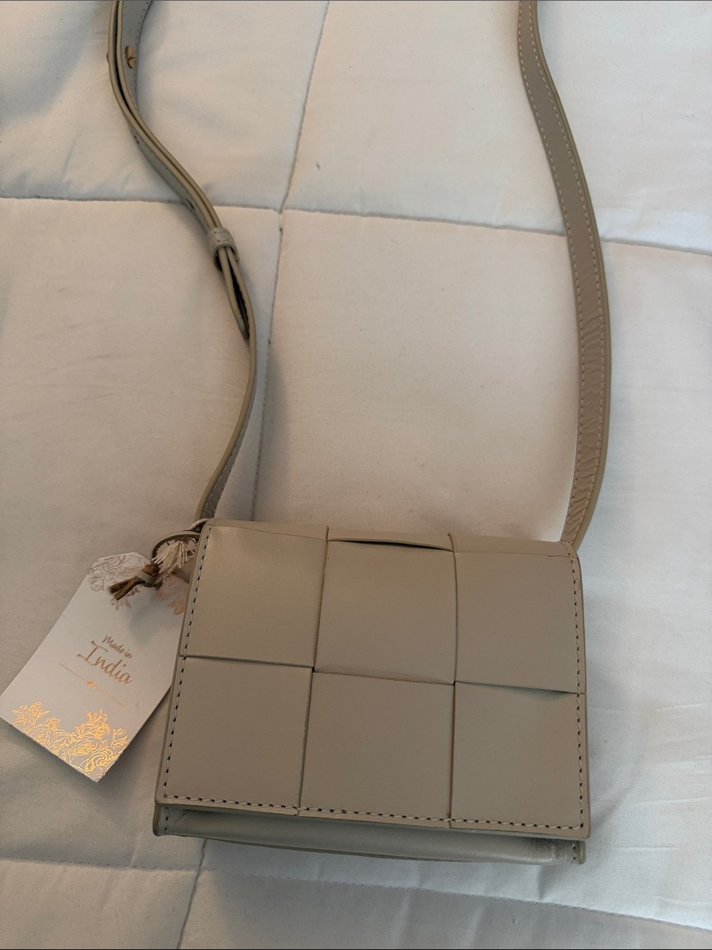 Beige Woven Crossbody Bag Neutral Minimalist Purse